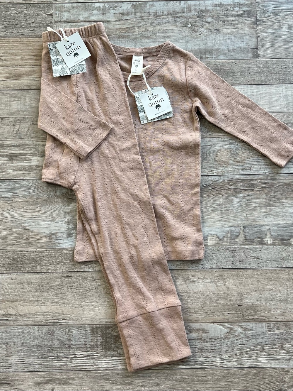 NWT Kate Quinn Organic Cotton Brown Pointelle Set Size 5